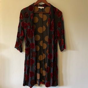 Tone Barker Silk button up floral sheer dress or robe cover up